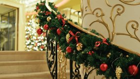 Elegant Holiday Decor A Beautiful Festive Staircase Garland with a Charming Christmas Tree in the Background - Powered by Shutterstock - Get 15% off with code: PIKWIZARD15