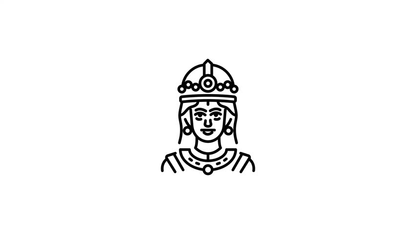 Byzantine empress animated icon in linear style 