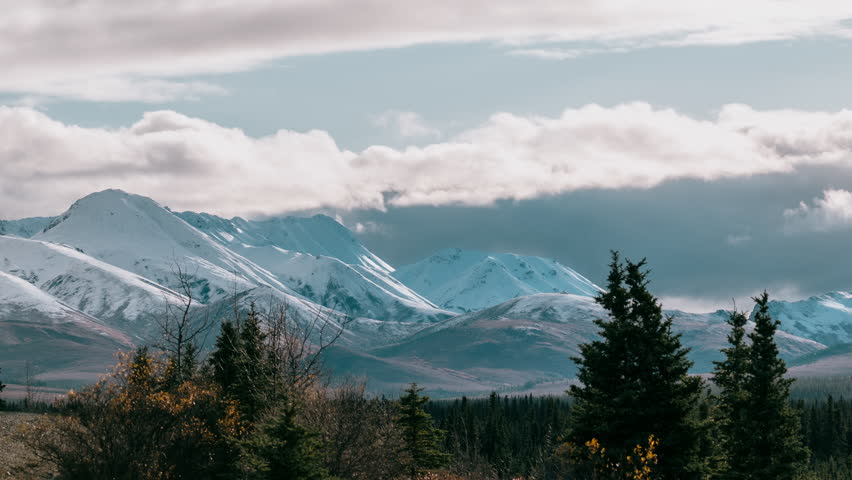 Timelapse of clouds over the Alaskan Range near, Mt. McKinley in Denali National Park