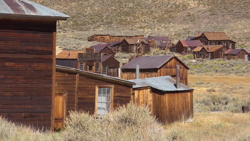 BODIE - 10.21.2024 - Abandoned wooden homes sit on the outskirts of the ghost town Bodie, California.