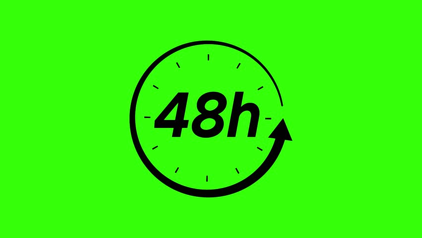 48 hrs service icon 4k animation black and white
48 hrs clock or time icon animation with white background green screen background or chroma key