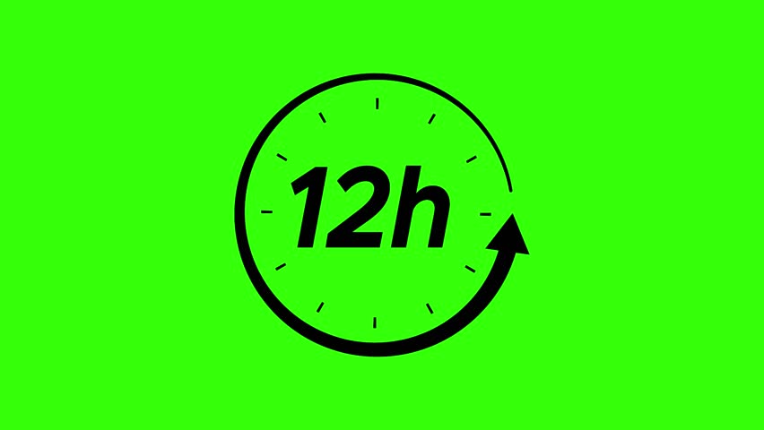 12 hours service icon 4k animation black and white
12 hours clock or time icon hd animation with white background, green screen background, or chroma key