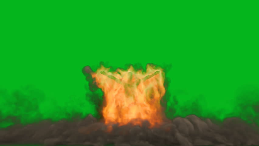 Green screen character fire or human shape fire for your project. or flaming man movement with green back ground.