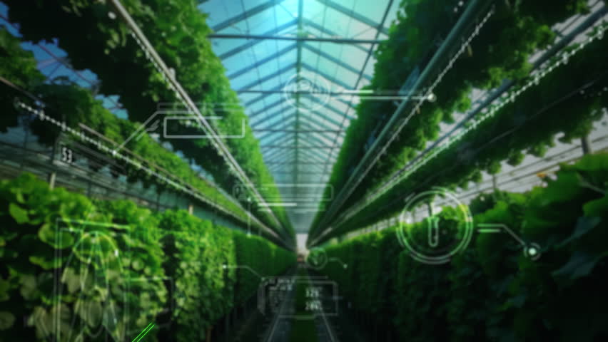 Smart agriculture technology analyzing plant growth in a greenhouse