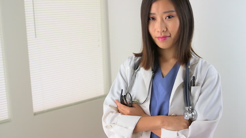 Sensual long hair asian doctor