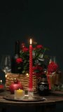 Vertical video. Romantic candlelit dinner. Valentines day table setting. - Powered by Shutterstock - Get 15% off with code: PIKWIZARD15