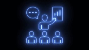Glowing Neon Presentation Icon on Black Background - HD Motion Graphic Animation - Powered by Shutterstock - Get 15% off with code: PIKWIZARD15