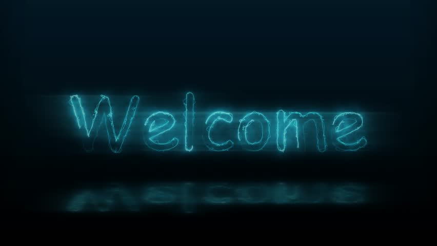 Animated Welcome sign in neon blue color on black background. Welcome text animations are perfect for opening animations or for greetings in your videos. - Powered by Shutterstock - Get 15% off with code: PIKWIZARD15