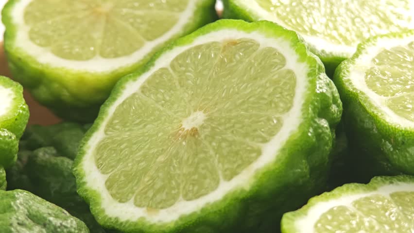 fresh kaffir lime on wooden