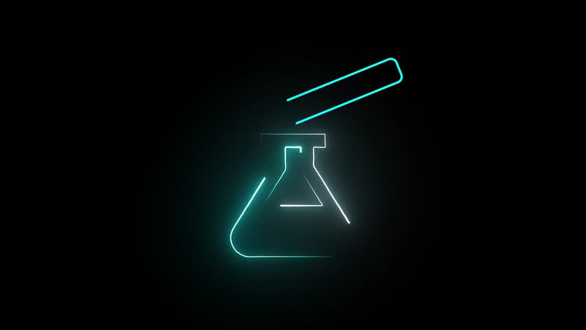 Glowing cyan neon line Test tube and flask chemical laboratory test icon animation isolated on background. neon beaker animation. Science - Powered by Shutterstock - Get 15% off with code: PIKWIZARD15