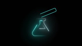 Glowing cyan neon line Test tube and flask chemical laboratory test icon animation isolated on background. neon beaker animation. Science - Powered by Shutterstock - Get 15% off with code: PIKWIZARD15