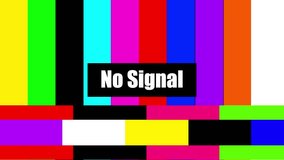 Retro TV test pattern with color bars and "No Signal" glitch effect. - Powered by Shutterstock - Get 15% off with code: PIKWIZARD15
