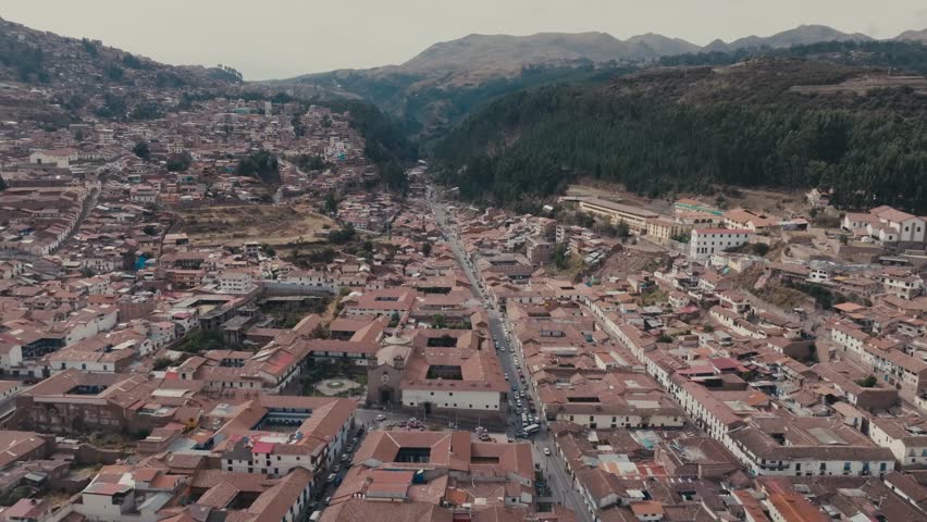 Aerial View Of Historic Centre Of Cusco City In Peru.