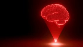 Holographic projection of a human brain in glowing red light on a dark background. Futuristic digital concept for artificial intelligence and technology. - Powered by Shutterstock - Get 15% off with code: PIKWIZARD15
