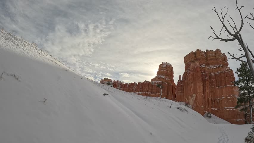 Hiking after a snowfall in Bryce Canyon
