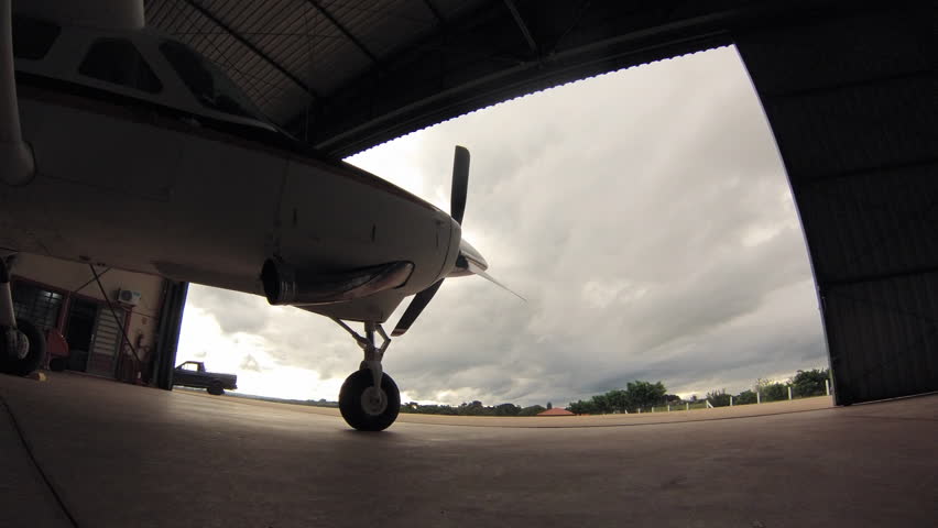 Airplane hangar with no people, Timelapse