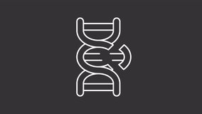 Gene modification white line animation. Mutation animated icon. Breaking dna, moving. Genetic engineering. Isolated illustration on dark background. Transition alpha video. Motion graphic - Powered by Shutterstock - Get 15% off with code: PIKWIZARD15