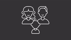 Heredity white line animation. Genetics animated icon. Shaking heads. Arrows showing up. Parents genome, child. Isolated illustration on dark background. Transition alpha video. Motion graphic - Powered by Shutterstock - Get 15% off with code: PIKWIZARD15