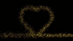 golden glitter particles sparkles as heart shape effect for luxury greeting rich card, Launch product and grand opening. Sparkling texture. Star dust sparks in explosion on black background.  - Powered by Shutterstock - Get 15% off with code: PIKWIZARD15