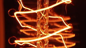 Macro detailed incandescent Edison Tungsten filament lamp flickering, vintage retro bulb. Energy, electricity, innovation. Electric power. - Powered by Shutterstock - Get 15% off with code: PIKWIZARD15