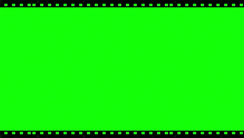 2d animated green screen small film strips with black frame background, old tv noise slow motion effect filter chroma key texture, motion graphics design animation overlay alpha layer