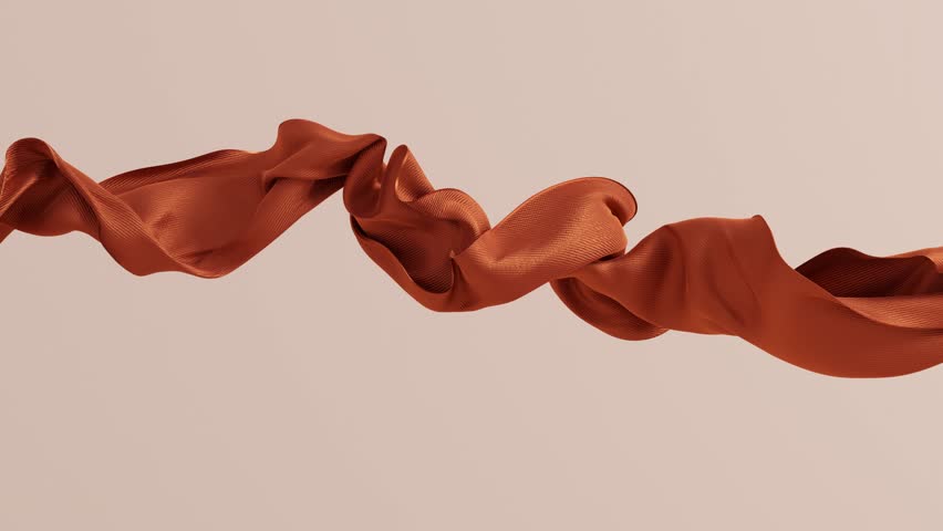 Fabric wave looping motion. Abstract seamless animation minimal fashion scene. Silk cloth move in the air 3d render