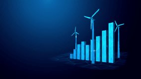 Rising Energy Production Graph with Wind Turbines - Sustainable Business Growth in the Future, Looped Animation with Alpha Channel for Transparent Background. - Powered by Shutterstock - Get 15% off with code: PIKWIZARD15