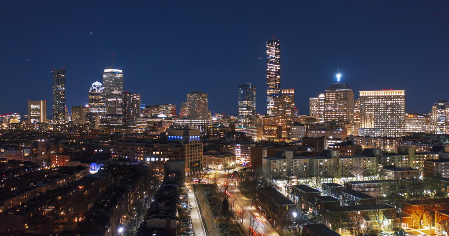 Boston Skyline Night Time Hyperlapse