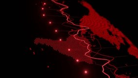 Digital map of South America with red glowing data points and line graphs. Futuristic financial analytics and global business concept. 3D rendering for tecnóloga and investment vertical - Powered by Shutterstock - Get 15% off with code: PIKWIZARD15