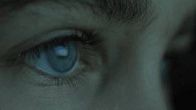 Child in Dark is Watching TV Playing Video Game. Close-up Face of Little Girl Kid Eyes. Girl Watch Television on Living Room. Video Game Entertainment Addiction Child Using Tablet, Smartphone Computer - Powered by Shutterstock - Get 15% off with code: PIKWIZARD15