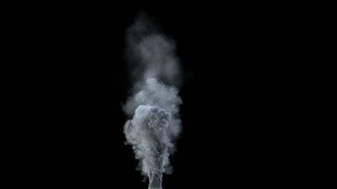 high-detailed cycled chimney smoke isolated on black background (HD, 1080p, high definition seamless loop with alpha)