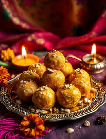 Traditional Indian Sweets: Laddu Celebration with Festive Decor, social media reels, product videos, laddu product shoot videos