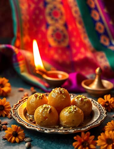Traditional Indian Sweets: Laddu Celebration with Festive Decor, social media reels, product videos, laddu product shoot videos