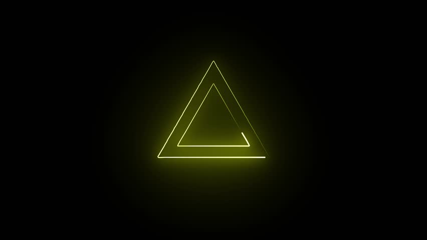 glowing Neon Light yellow glow  Geometric Triangular Frame Animation and Seamless looping Background