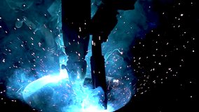 1000 fps super slow motion close up view of welding robot weld metal with bright sparks. - Powered by Shutterstock - Get 15% off with code: PIKWIZARD15
