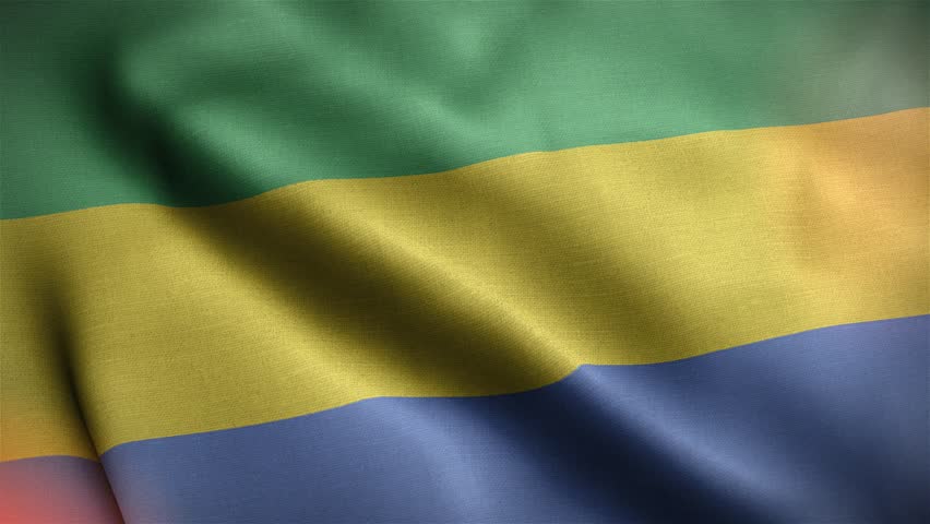 Gabon Wavy Flag in the Wind in Slow Motion Waving Official Flag