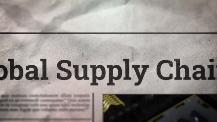 Global Supply Chain Title on Digital Newspaper