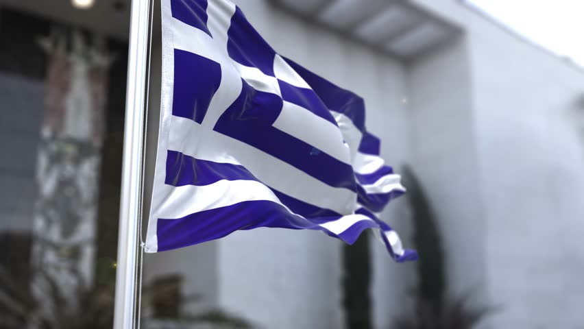 Greece Flag in the Wind Waving Official Flag 4K
