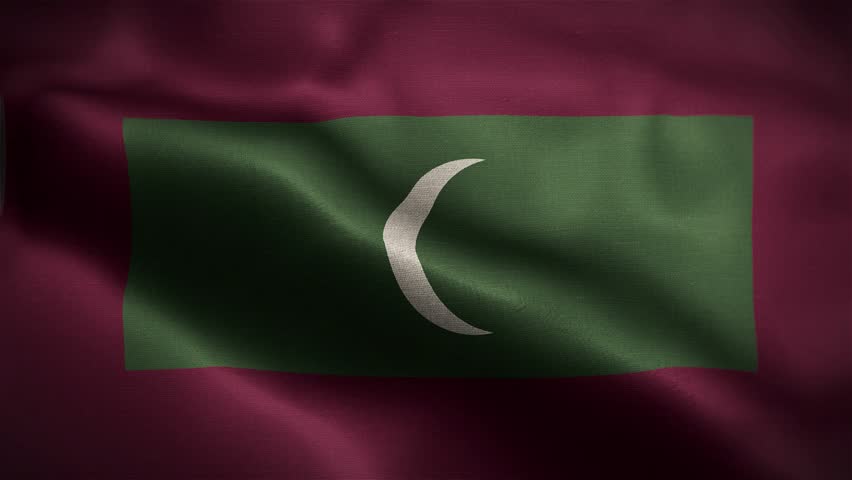 Maldives Wavy Flag in the Wind in Slow Motion Waving Official Flag