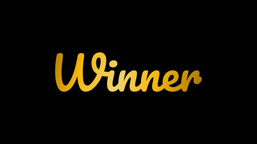Winner animated lettering with luxurious style of gold color and black screen.