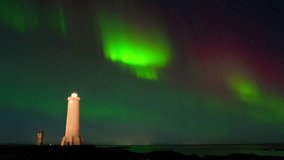 Aurora Borealis, Northern Lights in Iceland, Real Night Sky with Stars Time Lapse, Astronomical Phenomenon, Solar Wind, Earth Electromagnetic Field, Wonders of Nature in Winter Night Sky in the North - Powered by Shutterstock - Get 15% off with code: PIKWIZARD15