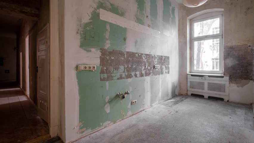 New kitchen before and after renovation - Home Improvement concept