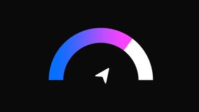 Animation of sleek speedometer design features a gradient arc transitioning from blue to pink, set against a black background, symbolizing performance and progress - Powered by Shutterstock - Get 15% off with code: PIKWIZARD15
