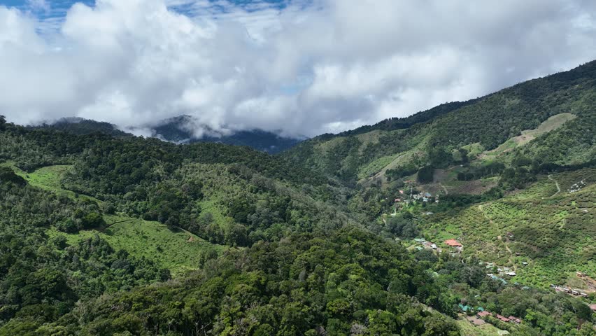 Aerial View of the Mountains of San Gerardo de Dota near the Savegre River in Costa Rica	