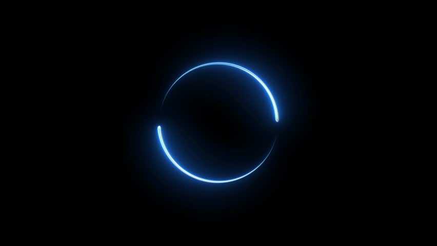 Neon light circle frame loading icon animation on isolated background in 4k video.
