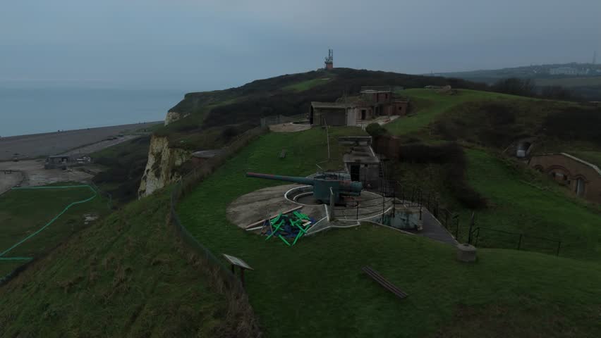 Newhaven harbour Cannon, winter aerial view landscape