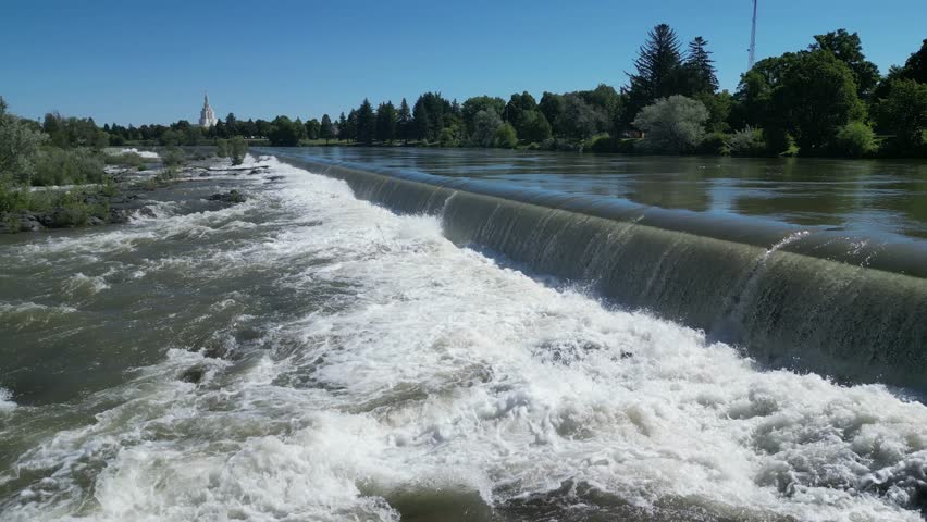 Idaho Falls on the Snake River by drone