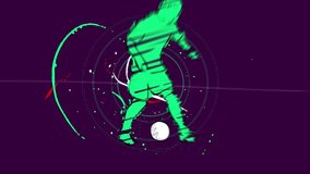 Soccer player in animation with vibrant yellow strokes on a red background, Abstract illustration of a football player emphasizing dynamic sports action and creative expression in modern art. - Powered by Shutterstock - Get 15% off with code: PIKWIZARD15