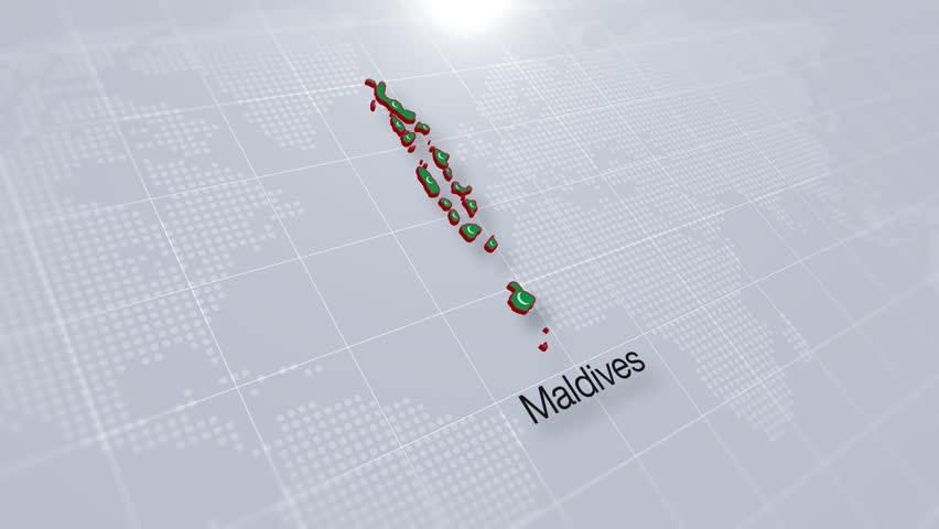 Maldives Country Map Displayed On Modern Clean White Background. Map Of Maldives