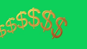A Golden Dollar Sign Chain Is Moving From The Left To The Right Isolated On A Green Background Animated Video, Dollar Sign Animated Video, Money Animation  - Powered by Shutterstock - Get 15% off with code: PIKWIZARD15